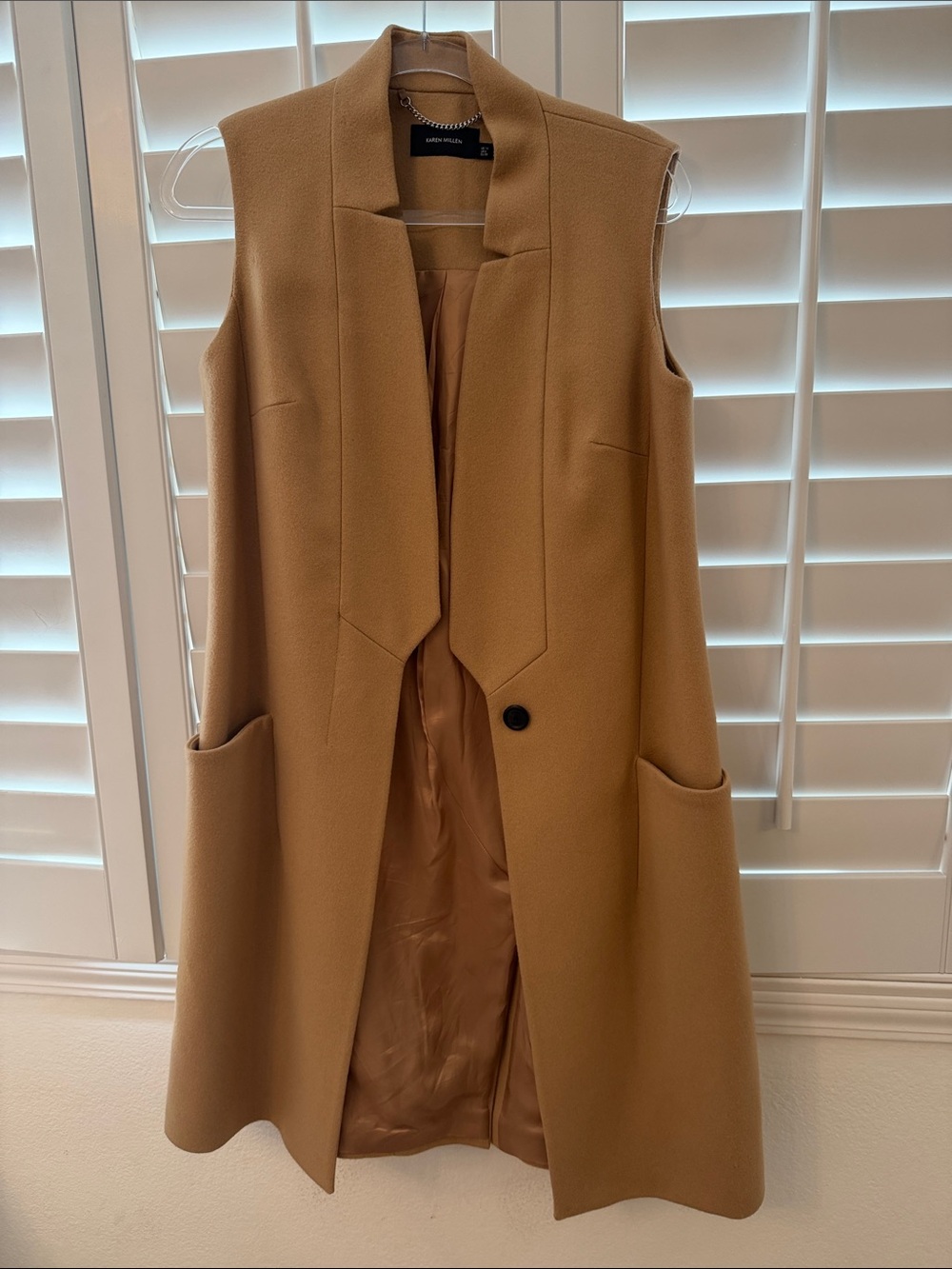 Karen Millen Camel Sleeveless Long Vest